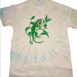 Green Lizard Gecko White/Green/Blue Tie-Dye Graphic T-Shirt